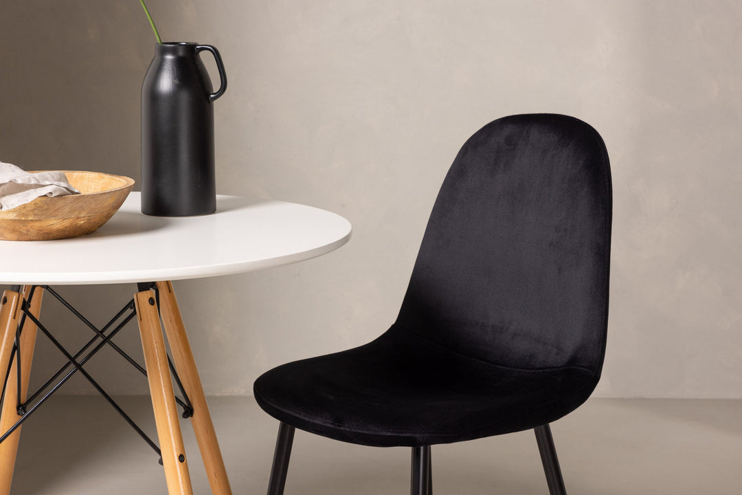 Venture Home Danburi Dining Table - Woodlook / Woodlook MDF +Polar Dining Chair - Black legs / Black Velvet _2