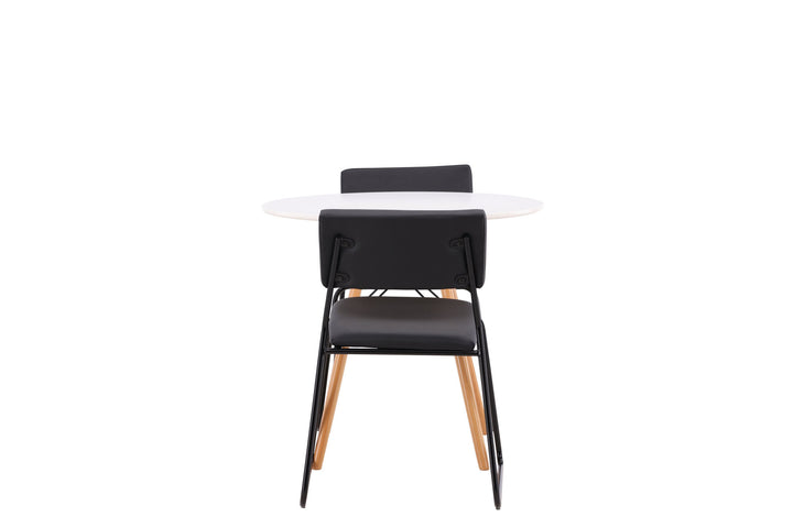 Venture Home Danburi Dining Table - Woodlook / Woodlook MDF +Kenth Chair - Black / Black PU _2