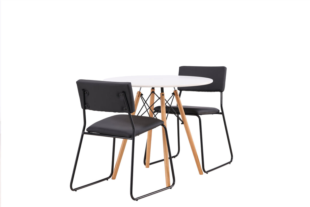Venture Home Danburi Dining Table - Woodlook / Woodlook MDF +Kenth Chair - Black / Black PU _2