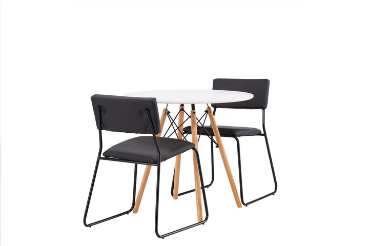 Venture Home Danburi Dining Table - Woodlook / Woodlook MDF +Kenth Chair - Black / Black PU _2