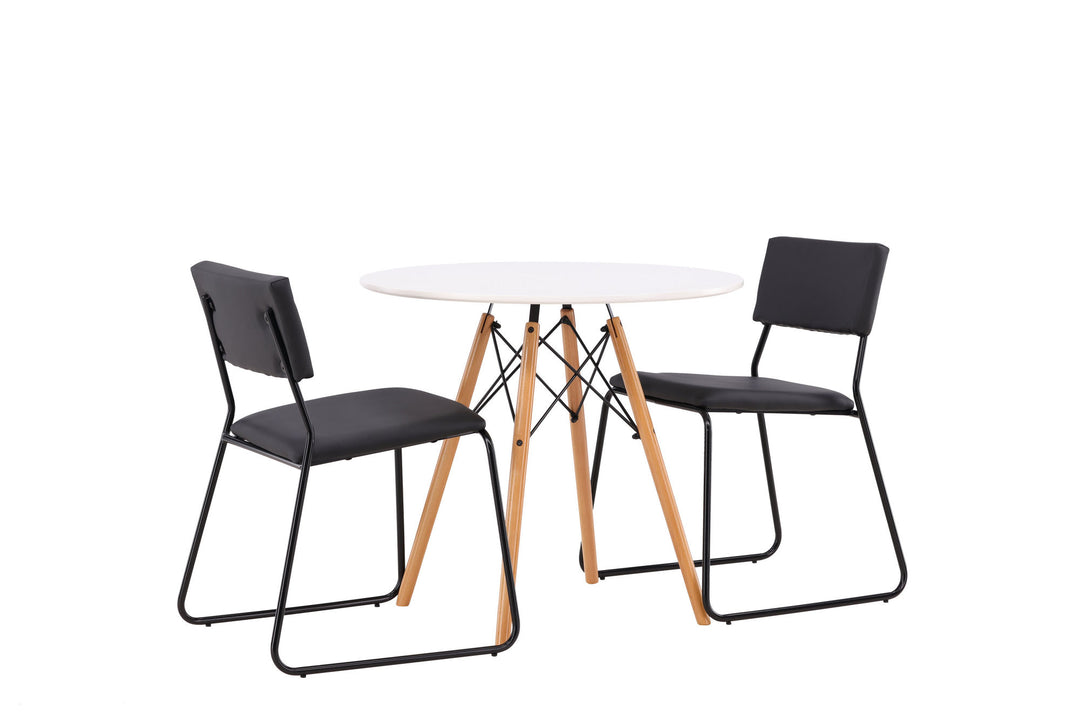 Venture Home Danburi Dining Table - Woodlook / Woodlook MDF +Kenth Chair - Black / Black PU _2