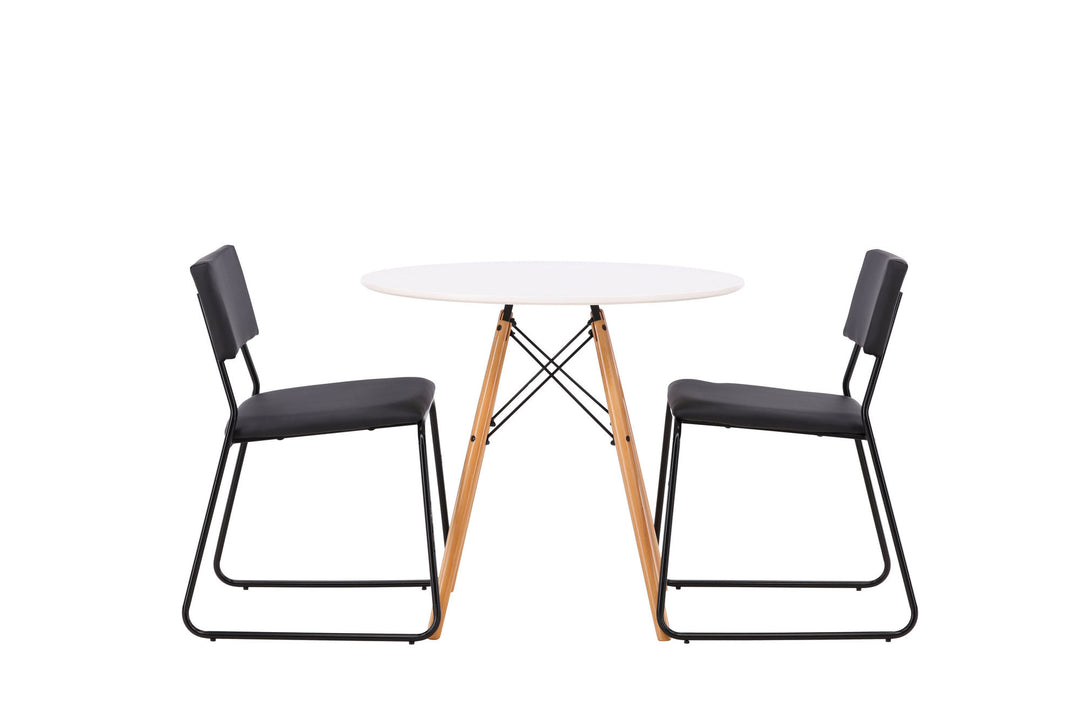 Venture Home Danburi Dining Table - Woodlook / Woodlook MDF +Kenth Chair - Black / Black PU _2