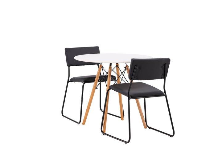 Venture Home Danburi Dining Table - Woodlook / Woodlook MDF +Kenth Chair - Black / Black PU _2