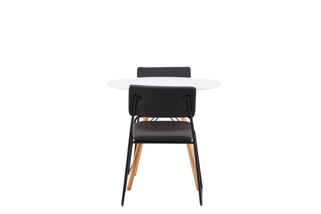Venture Home Danburi Dining Table - Woodlook / Woodlook MDF +Kenth Chair - Black / Black PU _2
