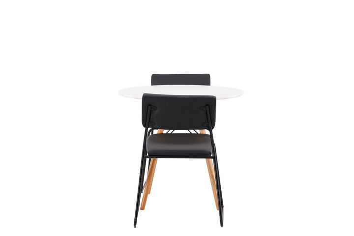 Venture Home Danburi Dining Table - Woodlook / Woodlook MDF +Kenth Chair - Black / Black PU _2