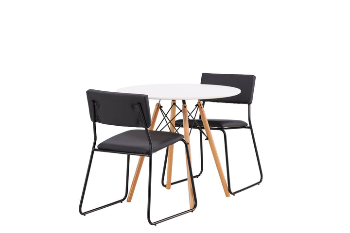 Venture Home Danburi Dining Table - Woodlook / Woodlook MDF +Kenth Chair - Black / Black PU _2
