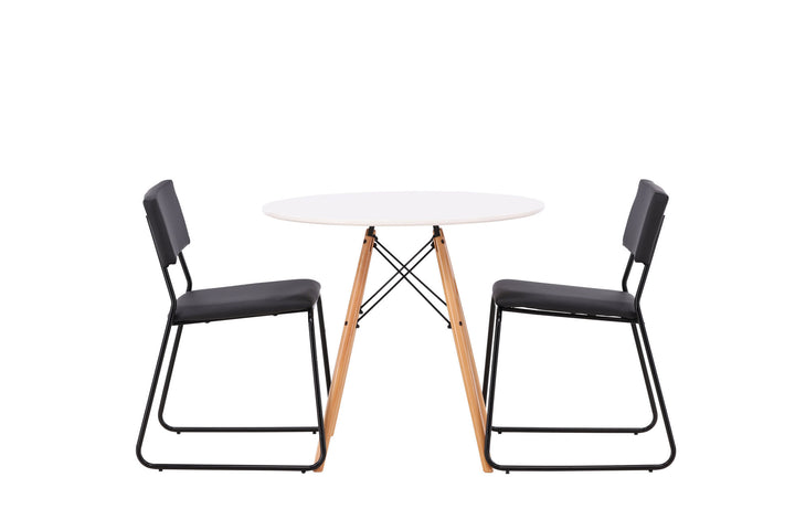 Venture Home Danburi Dining Table - Woodlook / Woodlook MDF +Kenth Chair - Black / Black PU _2