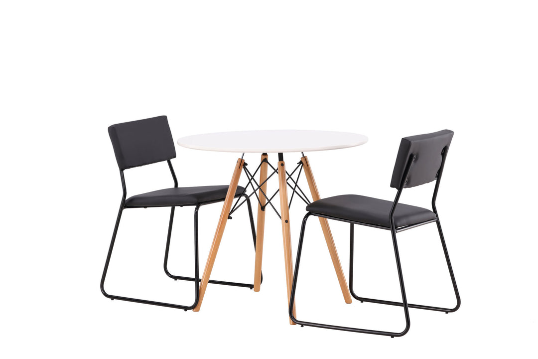 Venture Home Danburi Dining Table - Woodlook / Woodlook MDF +Kenth Chair - Black / Black PU _2