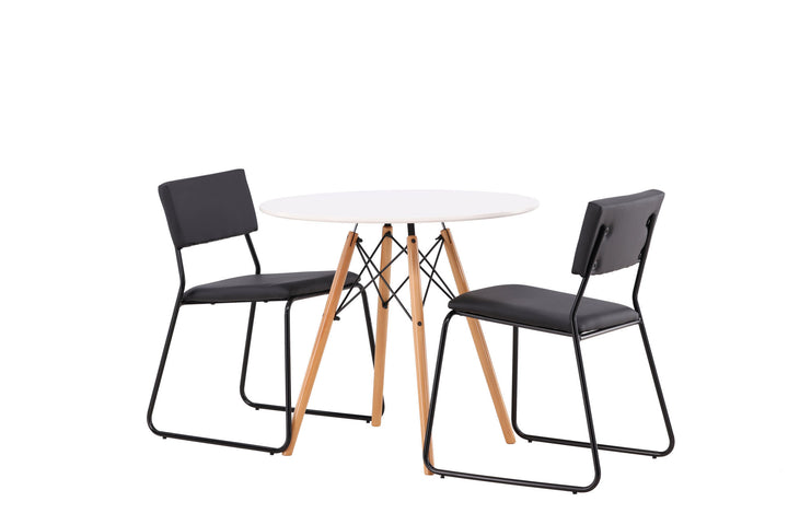 Venture Home Danburi Dining Table - Woodlook / Woodlook MDF +Kenth Chair - Black / Black PU _2