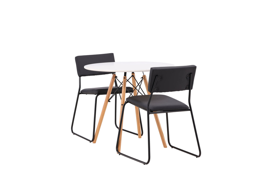Venture Home Danburi Dining Table - Woodlook / Woodlook MDF +Kenth Chair - Black / Black PU _2