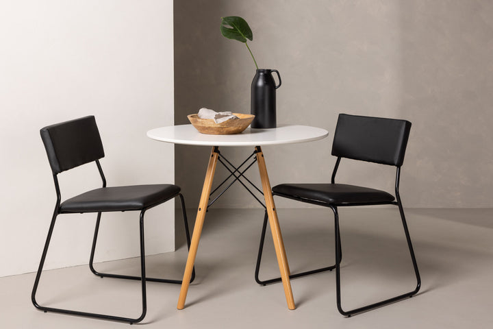 Venture Home Danburi Dining Table - Woodlook / Woodlook MDF +Kenth Chair - Black / Black PU _2