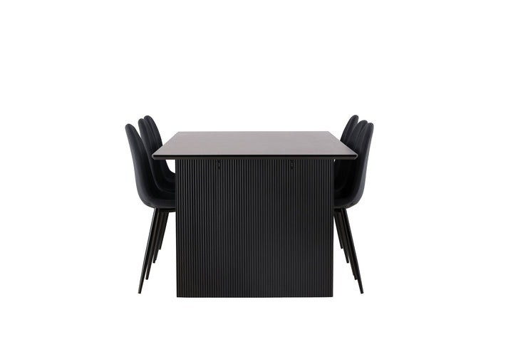 Venture Home Vail Dining Table - Black / Smoked Black MDF +Polar Dining Chair - Black Legs - Black Fabric _6