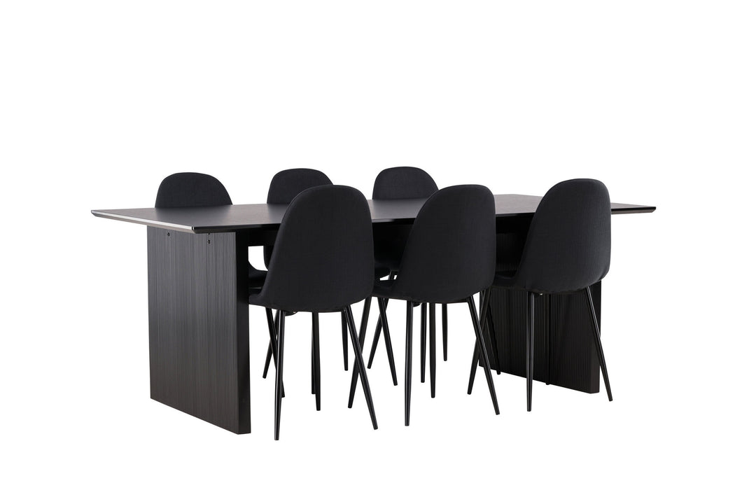 Venture Home Vail Dining Table - Black / Smoked Black MDF +Polar Dining Chair - Black Legs - Black Fabric _6