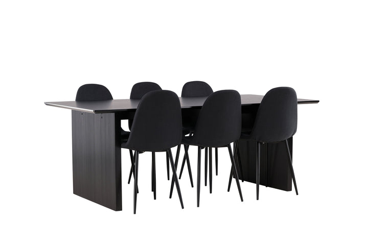 Venture Home Vail Dining Table - Black / Smoked Black MDF +Polar Dining Chair - Black Legs - Black Fabric _6