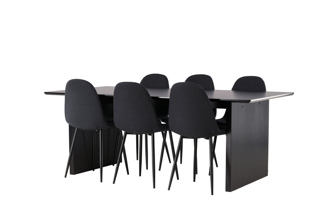 Venture Home Vail Dining Table - Black / Smoked Black MDF +Polar Dining Chair - Black Legs - Black Fabric _6