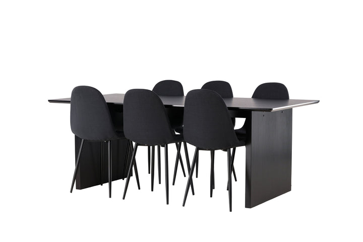 Venture Home Vail Dining Table - Black / Smoked Black MDF +Polar Dining Chair - Black Legs - Black Fabric _6