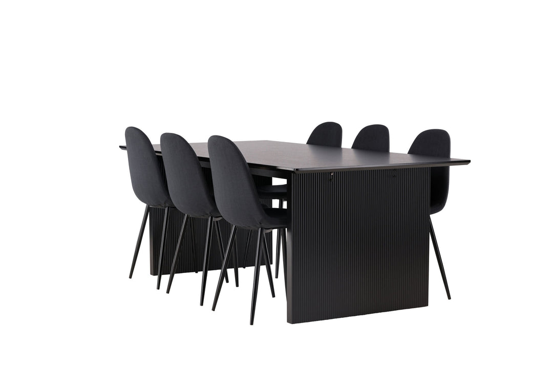 Venture Home Vail Dining Table - Black / Smoked Black MDF +Polar Dining Chair - Black Legs - Black Fabric _6