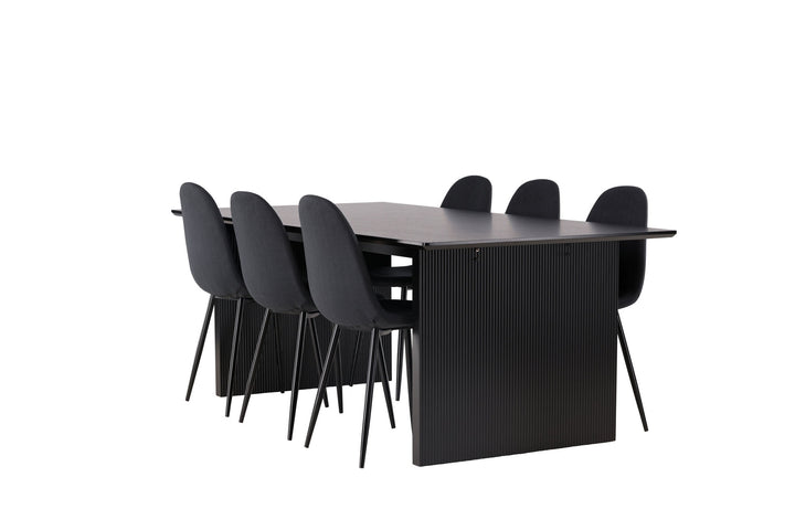 Venture Home Vail Dining Table - Black / Smoked Black MDF +Polar Dining Chair - Black Legs - Black Fabric _6