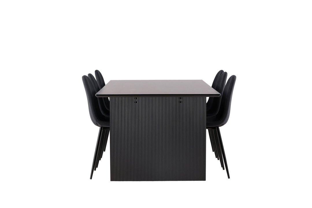 Venture Home Vail Dining Table - Black / Smoked Black MDF +Polar Dining Chair - Black Legs - Black Fabric _6