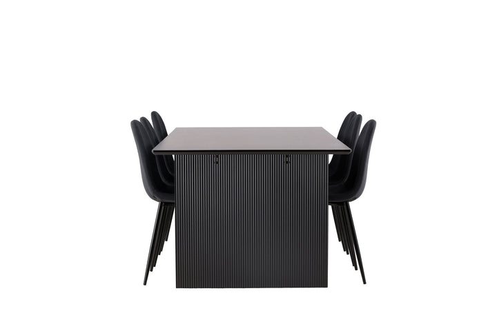 Venture Home Vail Dining Table - Black / Smoked Black MDF +Polar Dining Chair - Black Legs - Black Fabric _6
