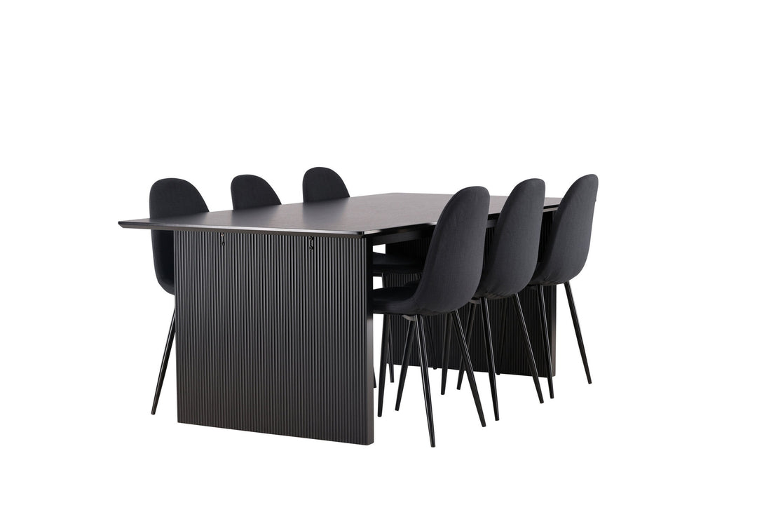 Venture Home Vail Dining Table - Black / Smoked Black MDF +Polar Dining Chair - Black Legs - Black Fabric _6