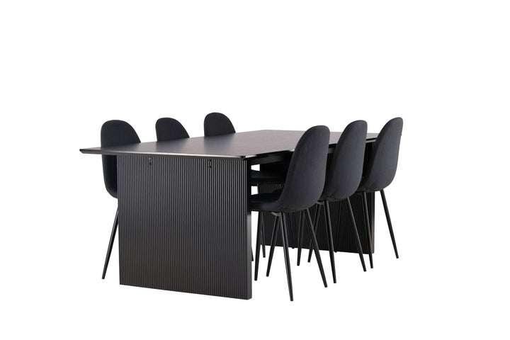 Venture Home Vail Dining Table - Black / Smoked Black MDF +Polar Dining Chair - Black Legs - Black Fabric _6