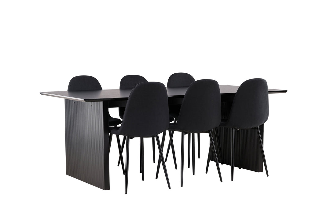 Venture Home Vail Dining Table - Black / Smoked Black MDF +Polar Dining Chair - Black Legs - Black Fabric _6