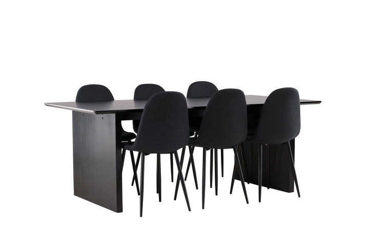 Venture Home Vail Dining Table - Black / Smoked Black MDF +Polar Dining Chair - Black Legs - Black Fabric _6