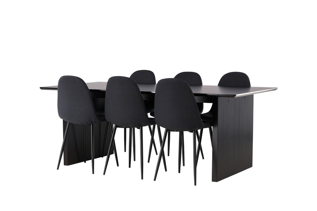 Venture Home Vail Dining Table - Black / Smoked Black MDF +Polar Dining Chair - Black Legs - Black Fabric _6