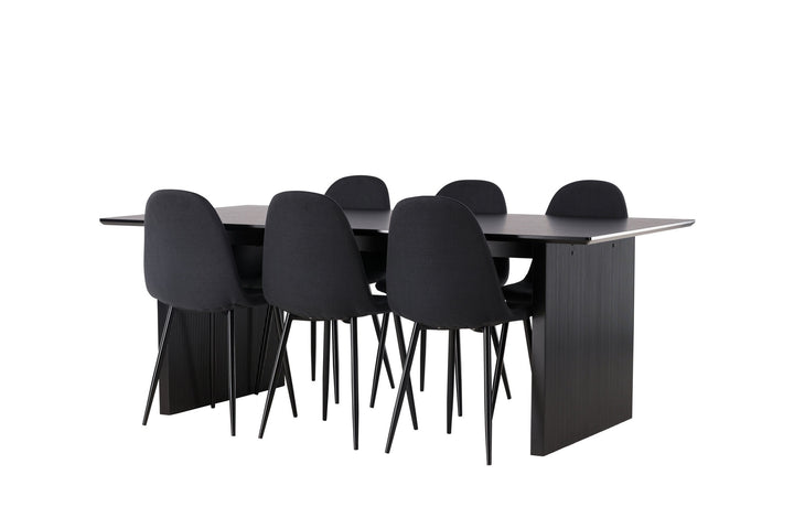 Venture Home Vail Dining Table - Black / Smoked Black MDF +Polar Dining Chair - Black Legs - Black Fabric _6