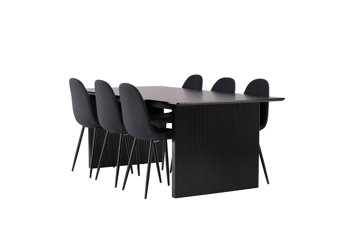 Venture Home Vail Dining Table - Black / Smoked Black MDF +Polar Dining Chair - Black Legs - Black Fabric _6