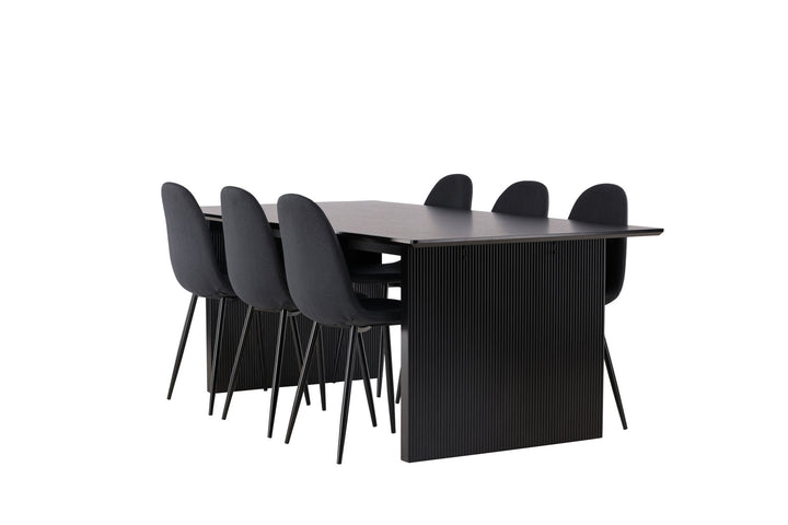 Venture Home Vail Dining Table - Black / Smoked Black MDF +Polar Dining Chair - Black Legs - Black Fabric _6