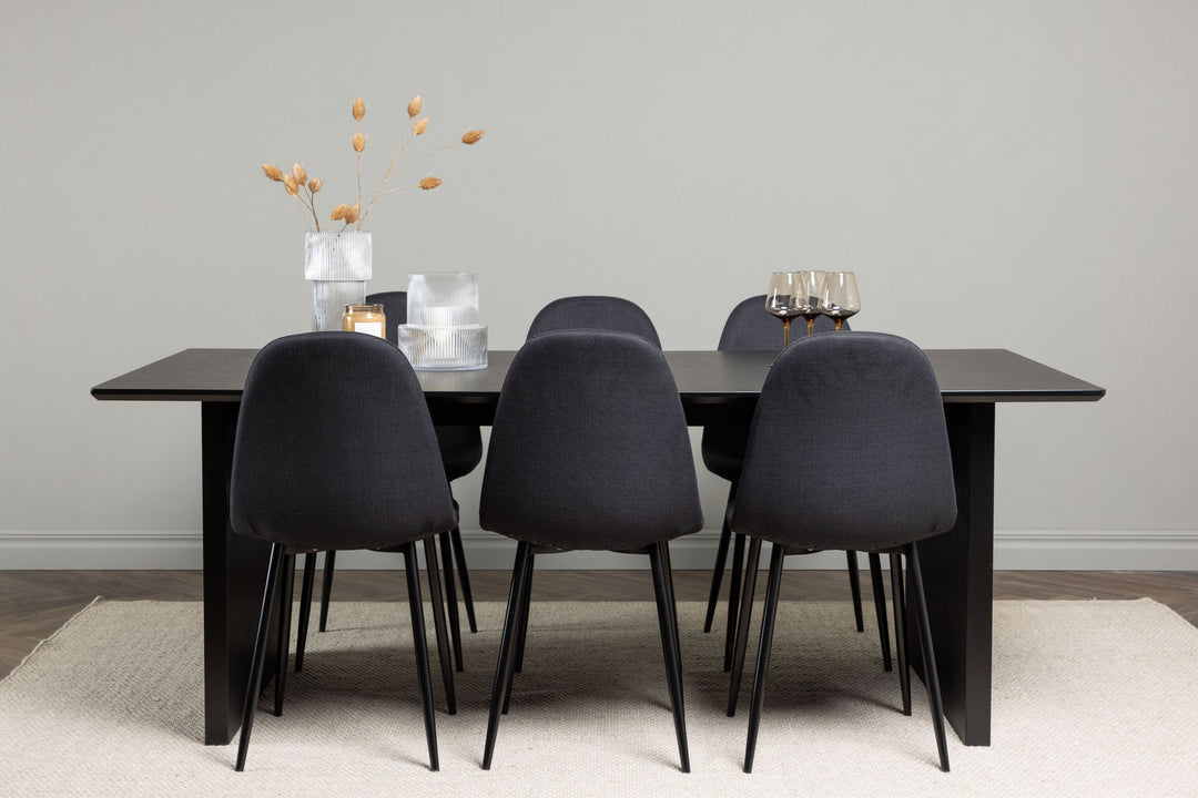 Venture Home Vail Dining Table - Black / Smoked Black MDF +Polar Dining Chair - Black Legs - Black Fabric _6