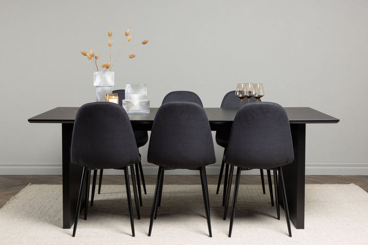 Venture Home Vail Dining Table - Black / Smoked Black MDF +Polar Dining Chair - Black Legs - Black Fabric _6