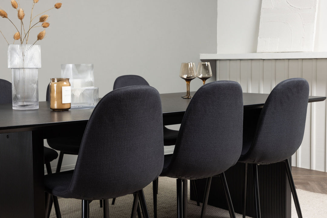 Venture Home Vail Dining Table - Black / Smoked Black MDF +Polar Dining Chair - Black Legs - Black Fabric _6