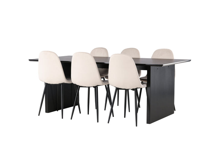 Venture Home Vail Dining Table - Black / Smoked Black MDF +Polar Dining Chair - Black legs / Beige Velvet _6