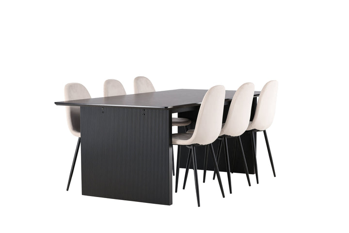 Venture Home Vail Dining Table - Black / Smoked Black MDF +Polar Dining Chair - Black legs / Beige Velvet _6