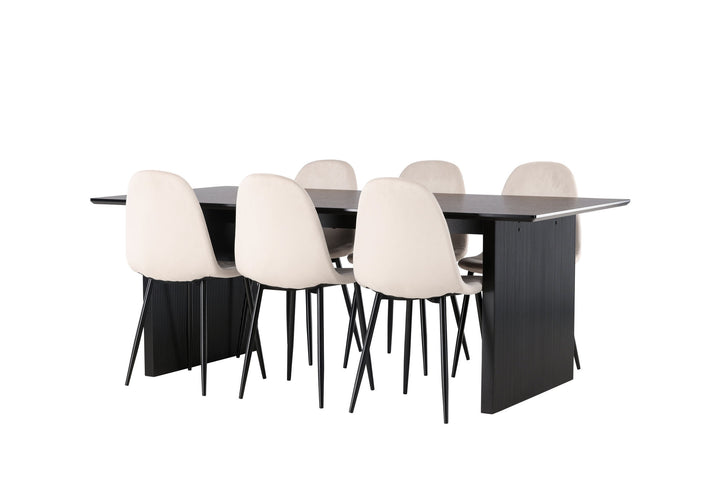 Venture Home Vail Dining Table - Black / Smoked Black MDF +Polar Dining Chair - Black legs / Beige Velvet _6