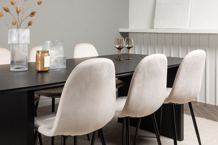 Venture Home Vail Dining Table - Black / Smoked Black MDF +Polar Dining Chair - Black legs / Beige Velvet _6