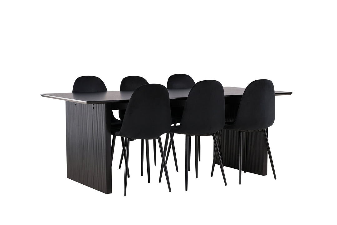Venture Home Vail Dining Table - Black / Smoked Black MDF +Polar Dining Chair - Black legs / Black Velvet _6