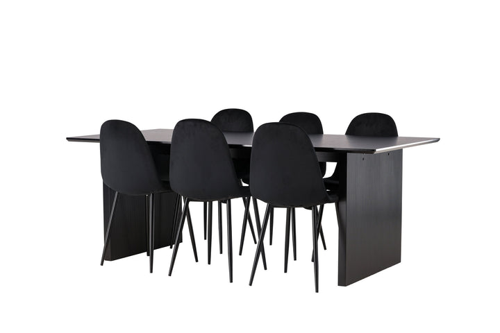 Venture Home Vail Dining Table - Black / Smoked Black MDF +Polar Dining Chair - Black legs / Black Velvet _6