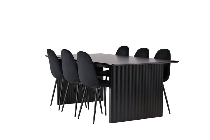 Venture Home Vail Dining Table - Black / Smoked Black MDF +Polar Dining Chair - Black legs / Black Velvet _6