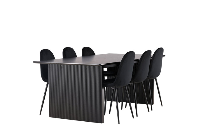 Venture Home Vail Dining Table - Black / Smoked Black MDF +Polar Dining Chair - Black legs / Black Velvet _6