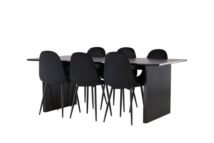 Venture Home Vail Dining Table - Black / Smoked Black MDF +Polar Dining Chair - Black legs / Black Velvet _6