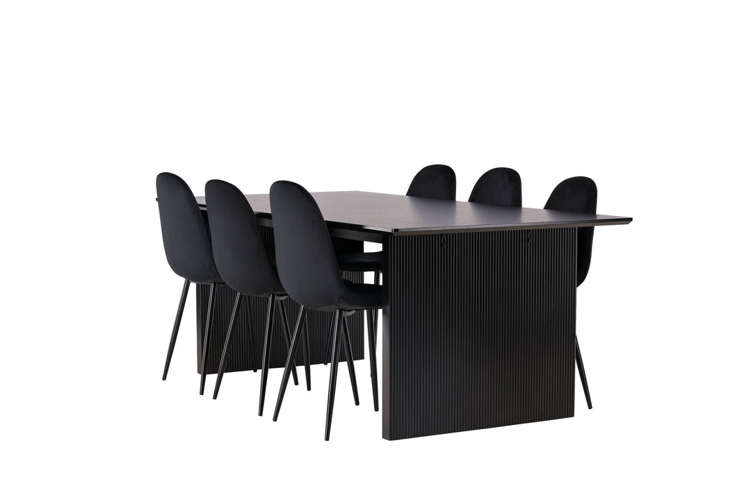 Venture Home Vail Dining Table - Black / Smoked Black MDF +Polar Dining Chair - Black legs / Black Velvet _6
