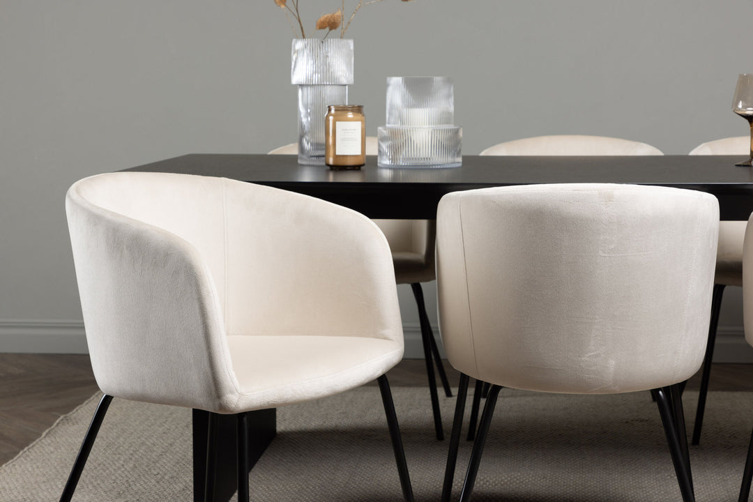 Venture Home Vail Dining Table - Black / Smoked Black MDF +Berit Chair - Black / Beige Velvet _6