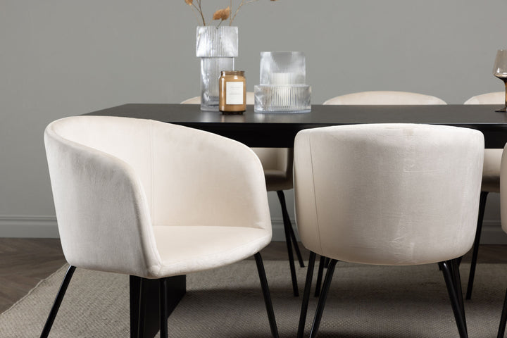 Venture Home Vail Dining Table - Black / Smoked Black MDF +Berit Chair - Black / Beige Velvet _6