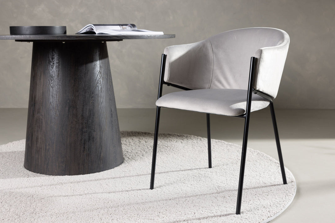 Venture Home Evelina Dining Chair 2-pack - Black / Light grey Velvet