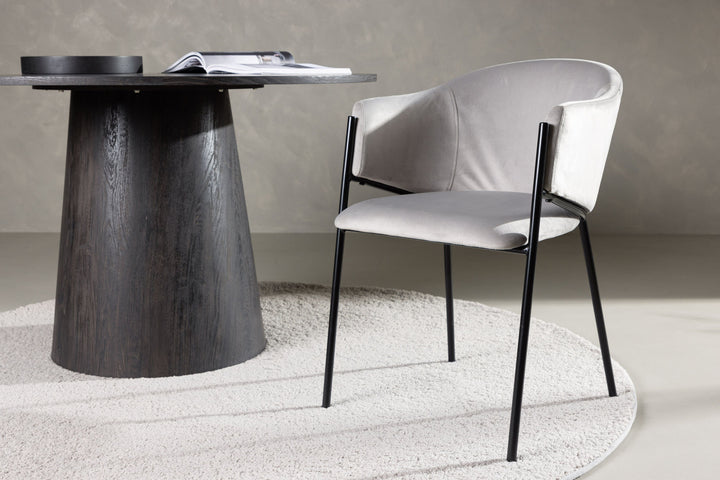 Venture Home Evelina Dining Chair 2-pack - Black / Light grey Velvet