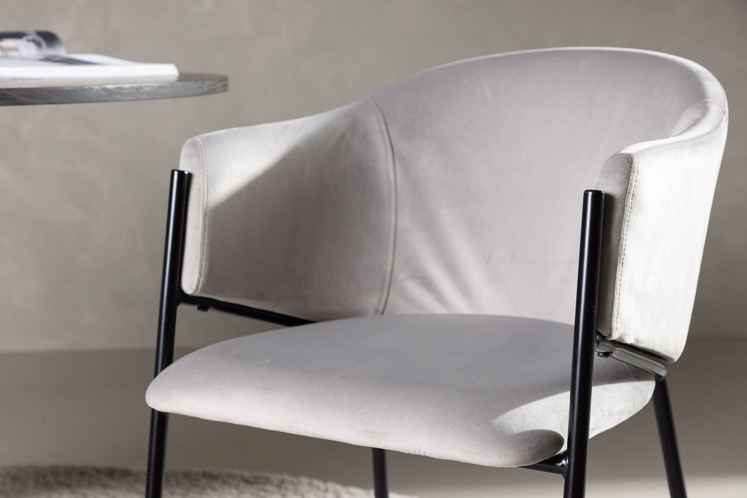 Venture Home Evelina Dining Chair 2-pack - Black / Light grey Velvet